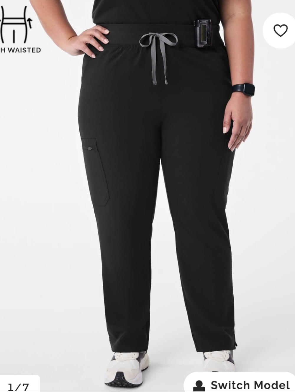 Figs Black High Waisted Yola Scrub Pants - Picture 2 of 9